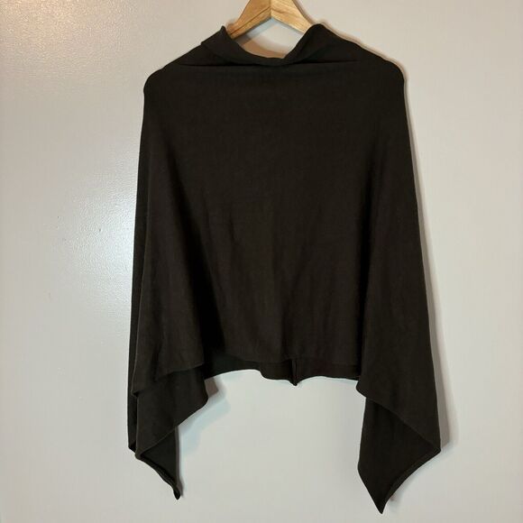 Look By M New York Womens Poncho Shawl Brown Sweater Pullover One Size - Picture 5 of 6